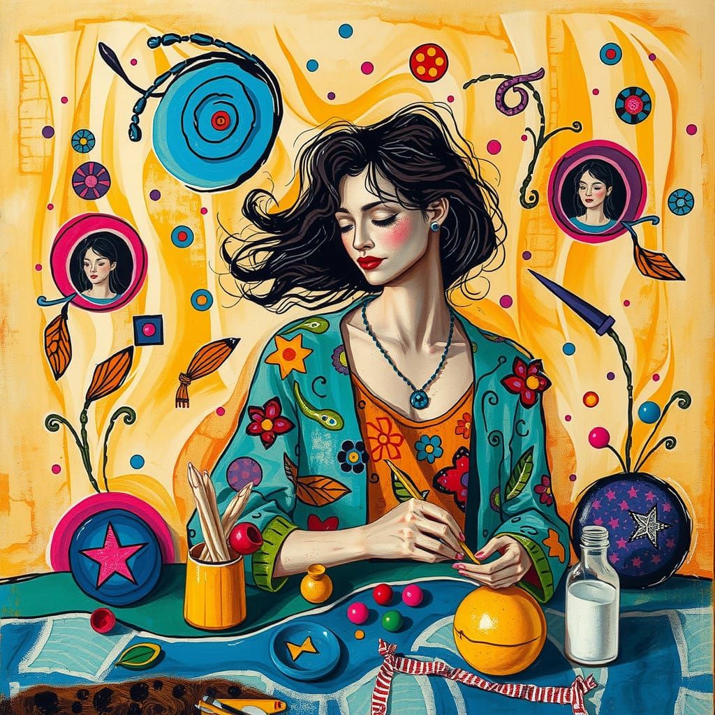 Vibrant Art Therapy Session in Whimsical Style