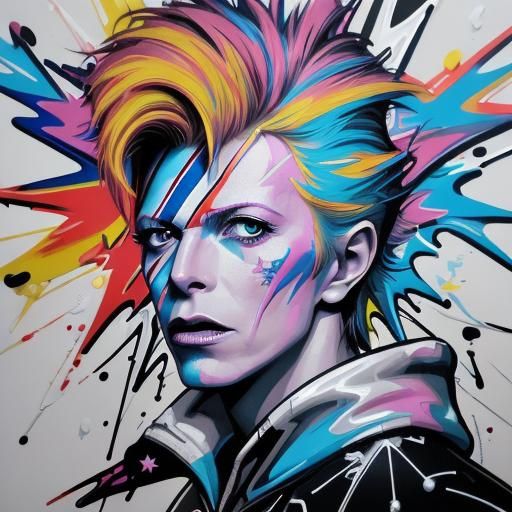 David Bowie Lightning Bolt Graffiti Art