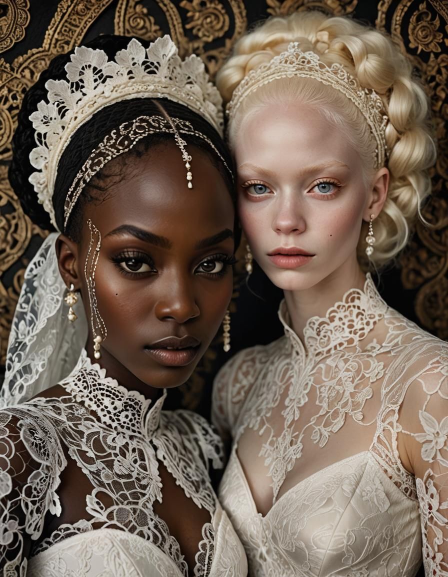 Contrasting Beauty: Dark African Woman and Albino Woman