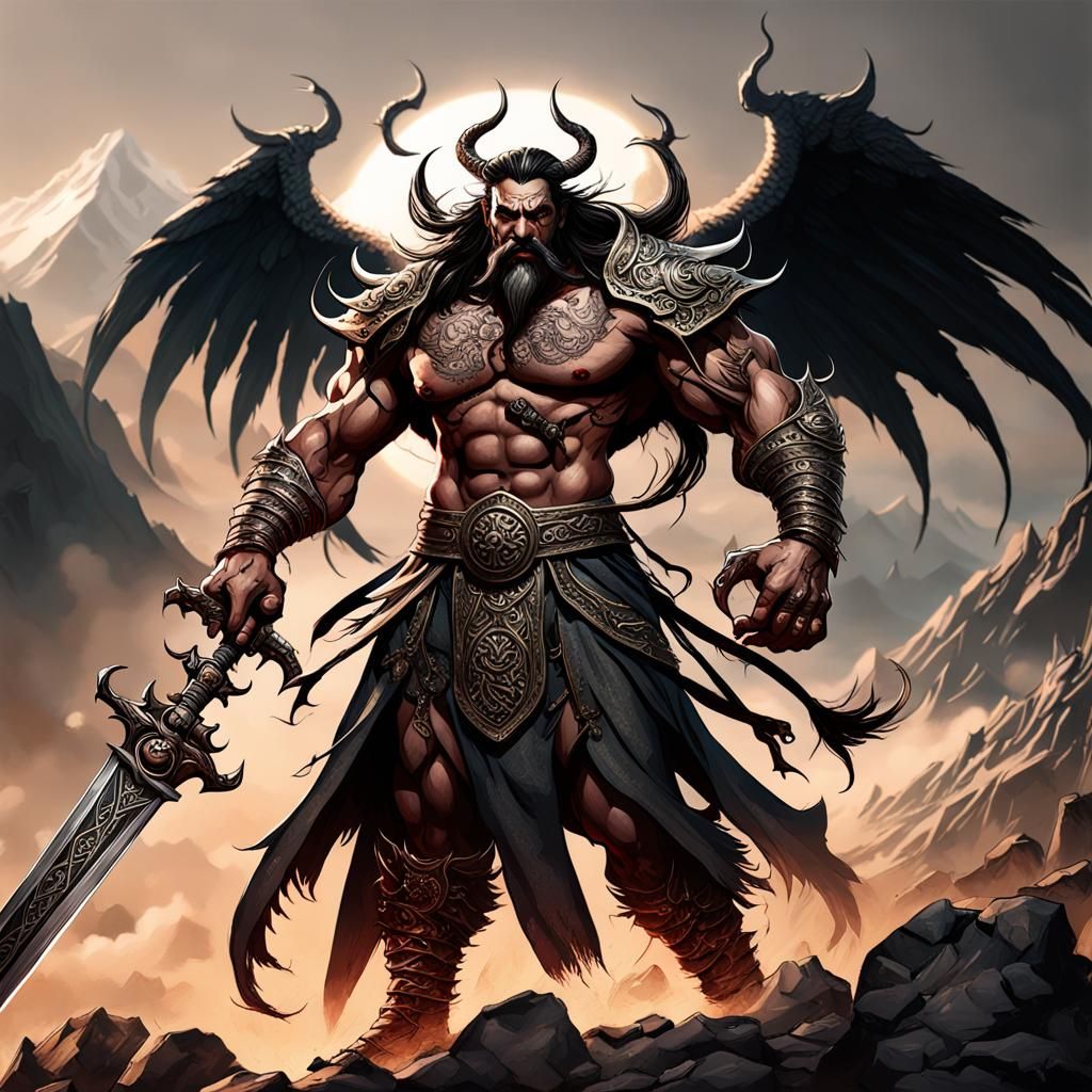Altai Demon God of the Underworld: Dark Fantasy Art