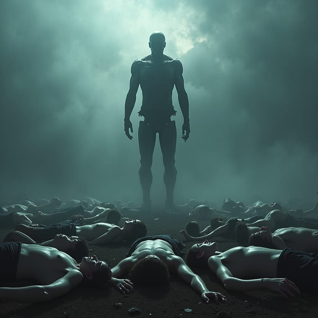 Dystopian Machine Dominates Lifeless Landscape