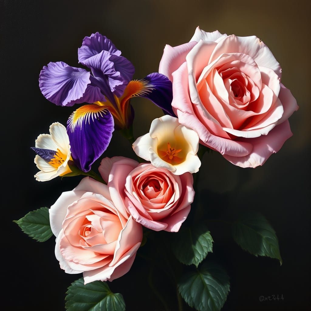 Timeless Floral Elegance in Oil Painting