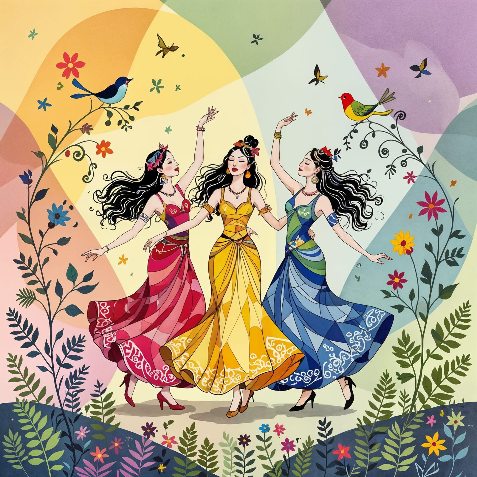 Abstract Dancers in a Geometric Landscape