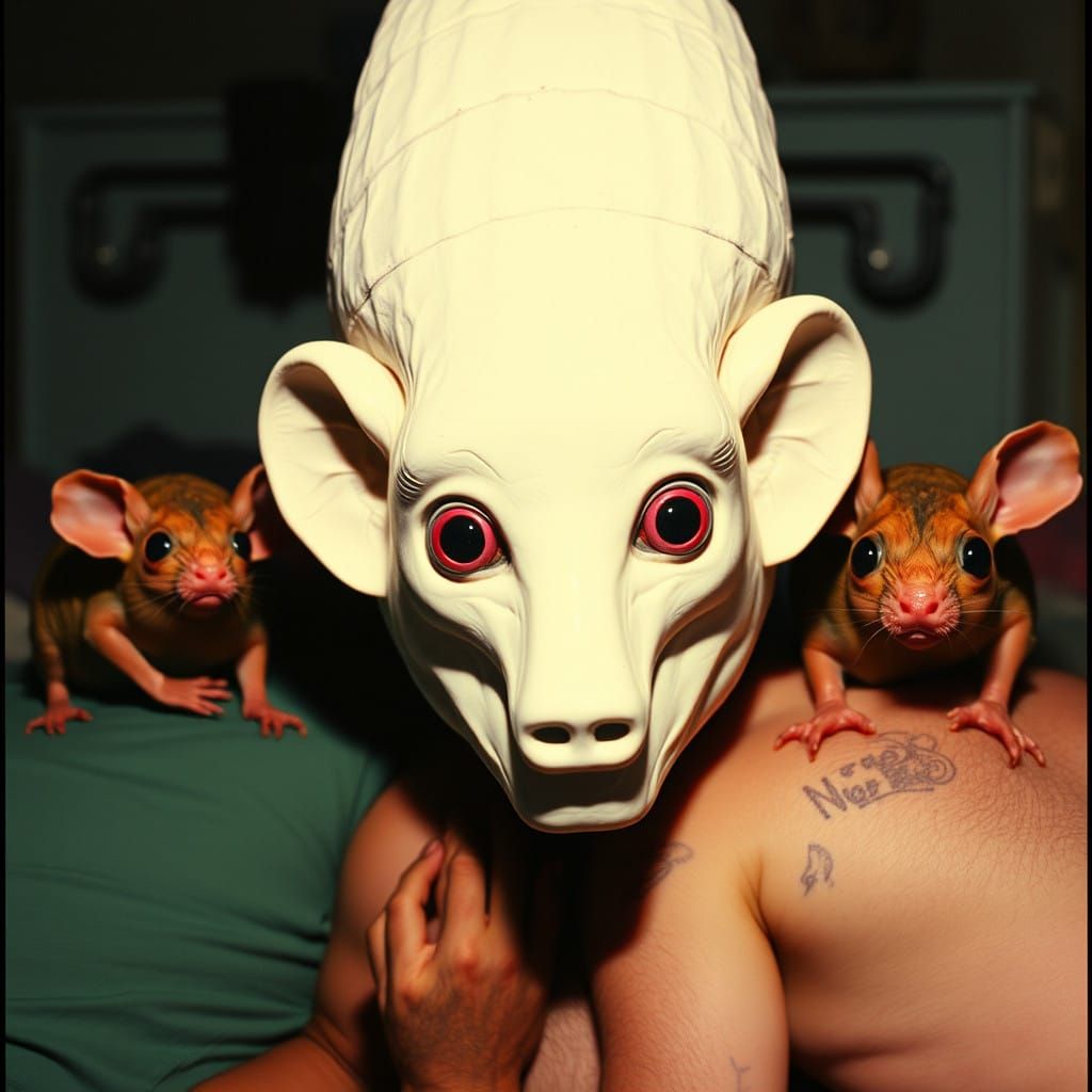 Grotesque Mice in Muted Low-Budget Horror Aesthetic