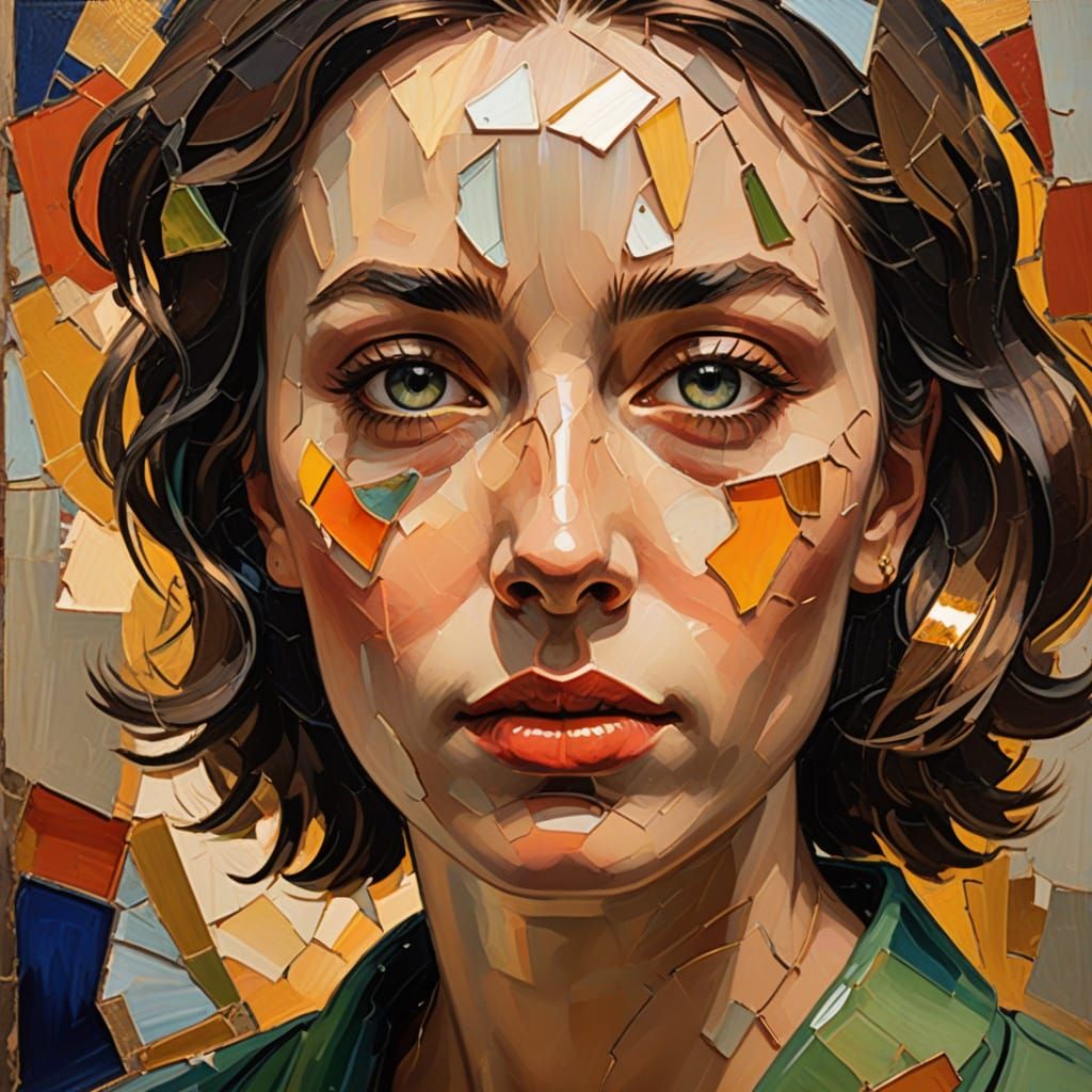 Distorted Beauty through Shattered Glass in a Fauvist Master...