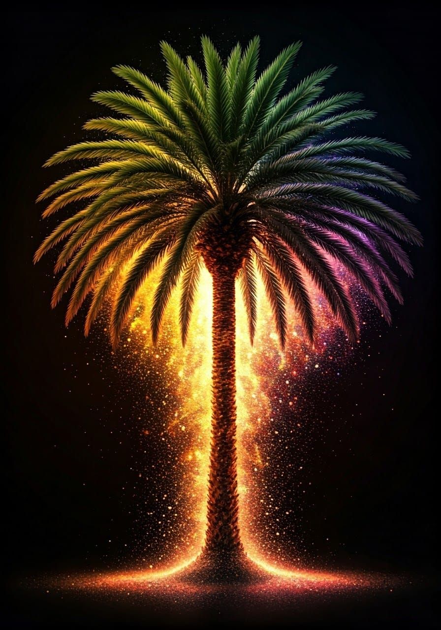 Glitter Palm Tree with Mesmerizing Background