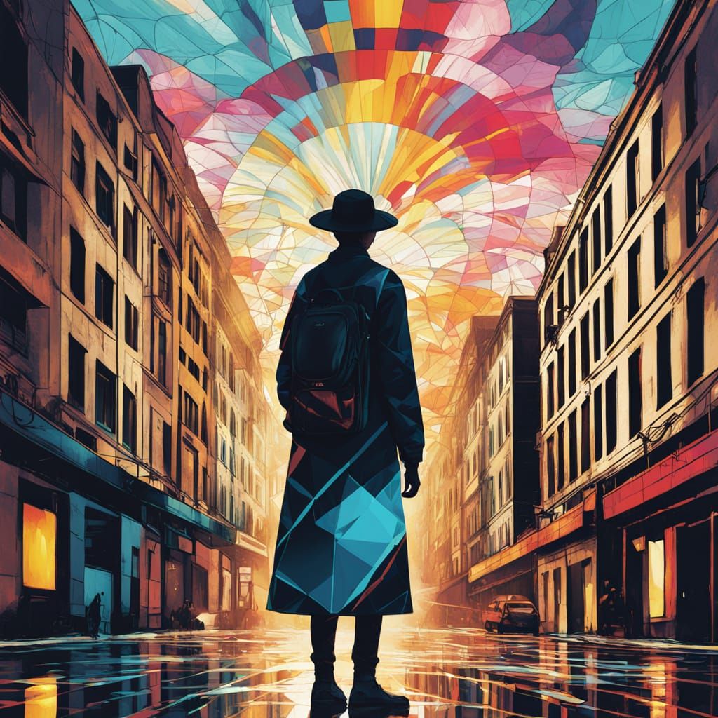 Surreal City Rainstorm with Golden Sunlight and Psychedelic ...