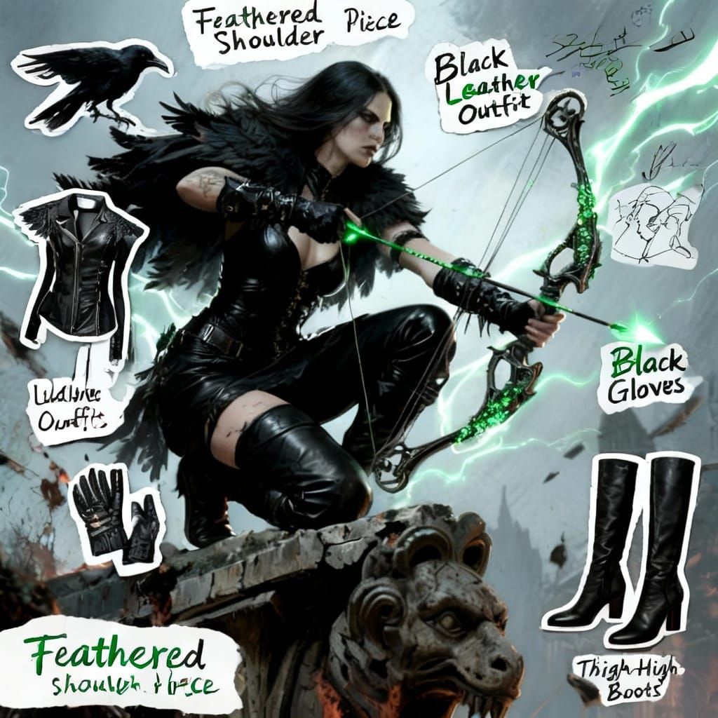 Gothic Huntress on Gargoyle in Epic Fantasy Style