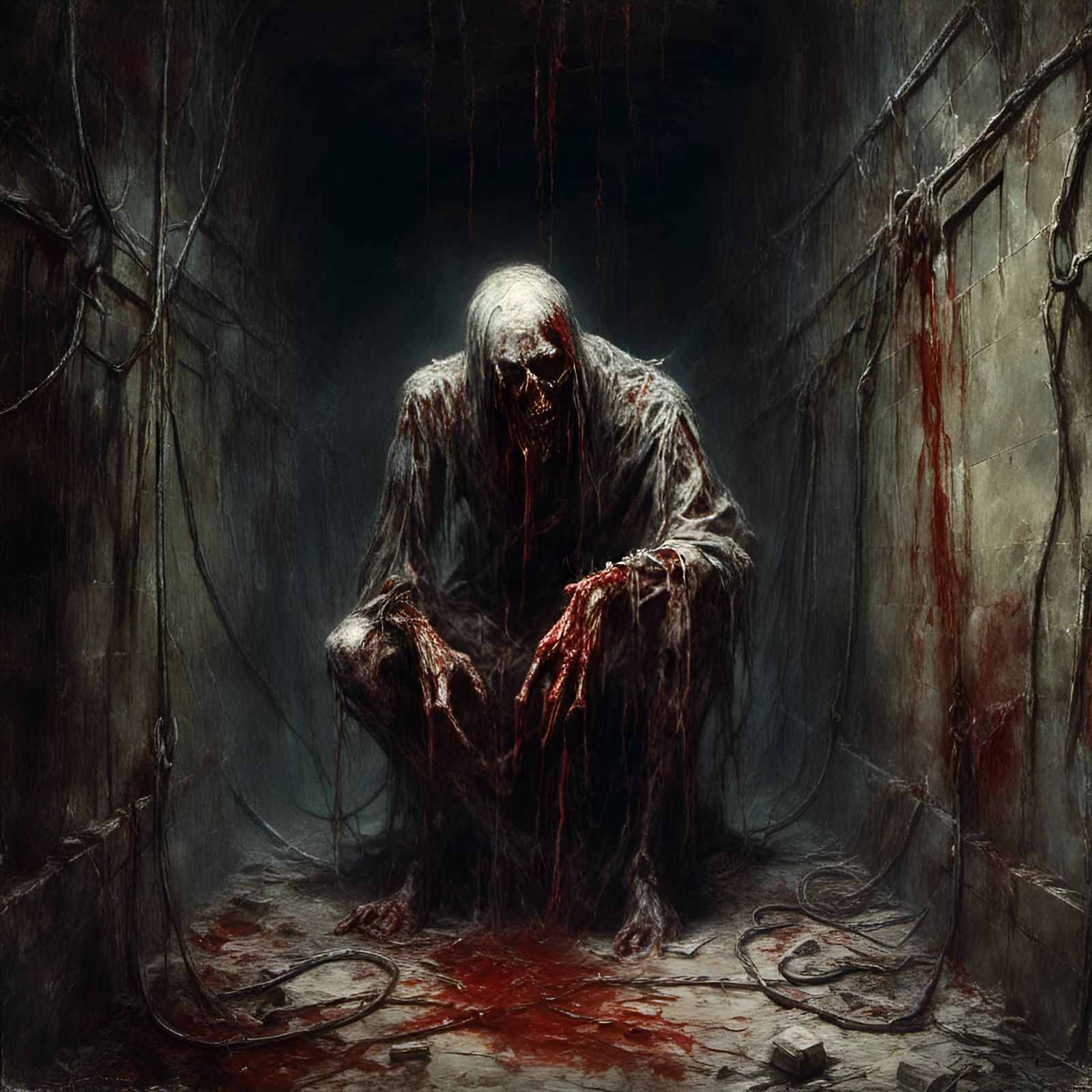 Macabre Zombie Feast in Dark Crypt