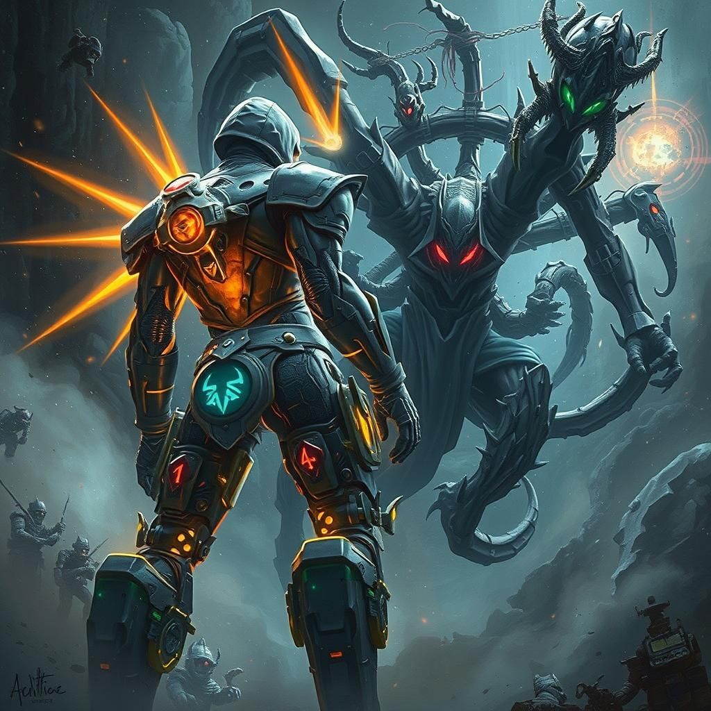 Victorious Figure in Ravaged Realm, Matte Painting