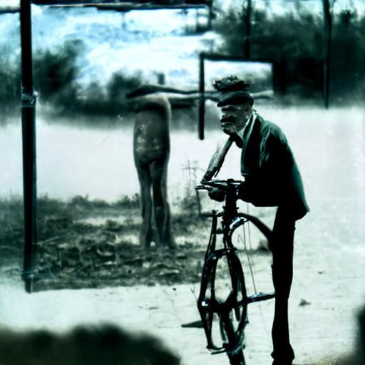 Man and Old Bicycle: Photorealistic Image