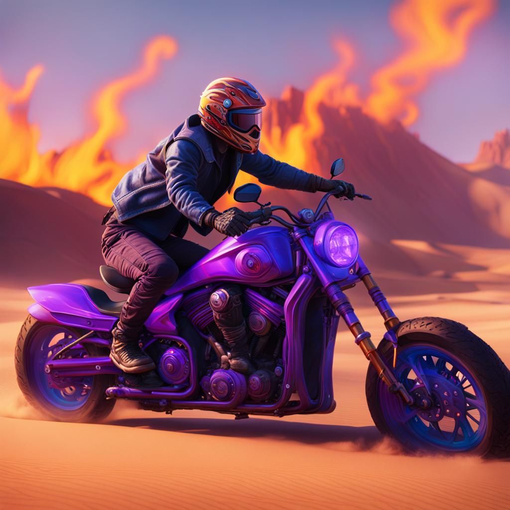 Motorbike in Desert, Digital Matte Painting