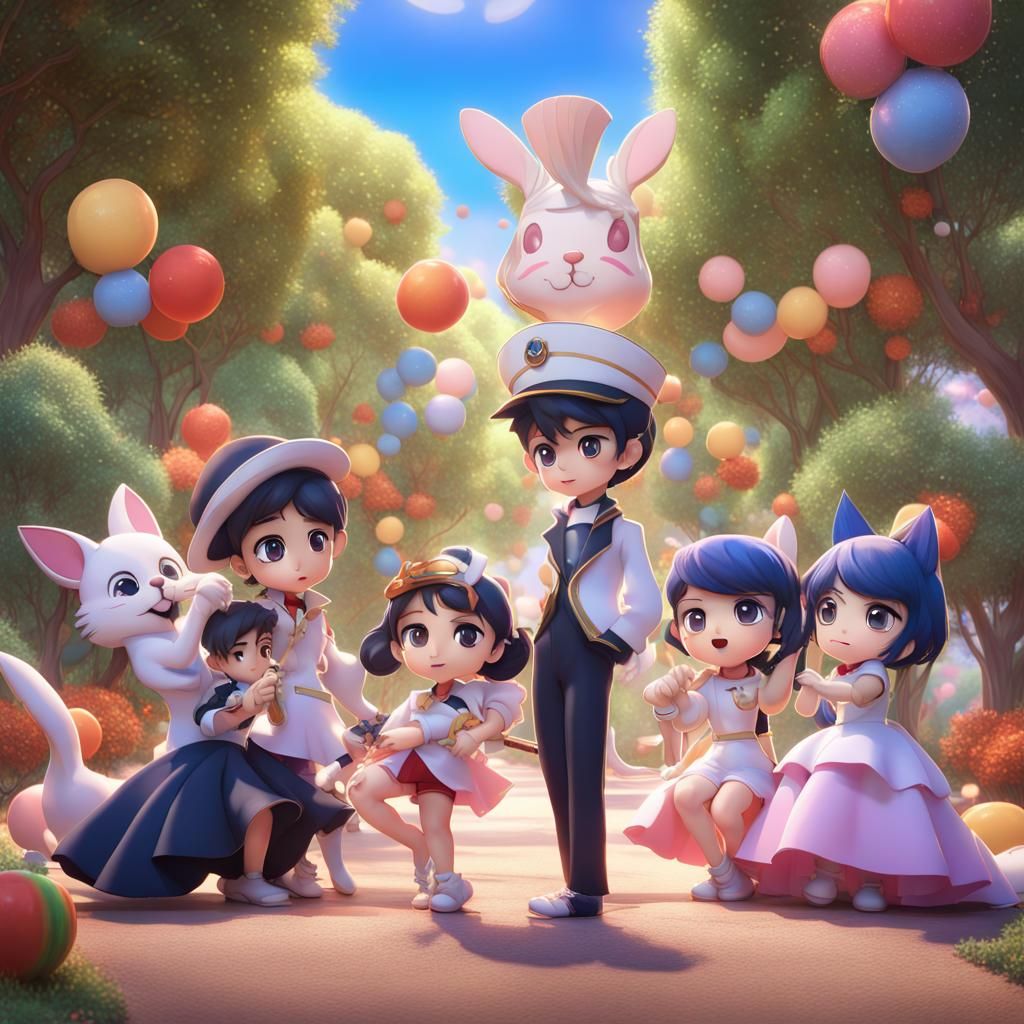 Sailor Moon and BTS Fiesta: 3D Digital Art