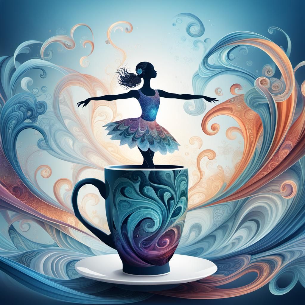Ballerina Dancing in Fractal Mug: Digital Art