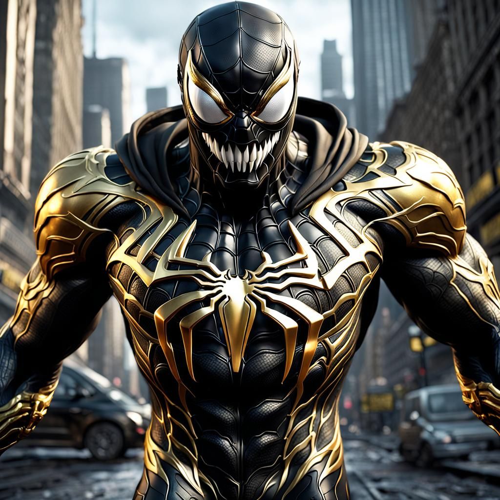 Gold and Black Venom Spiderman Symbiont Suit
