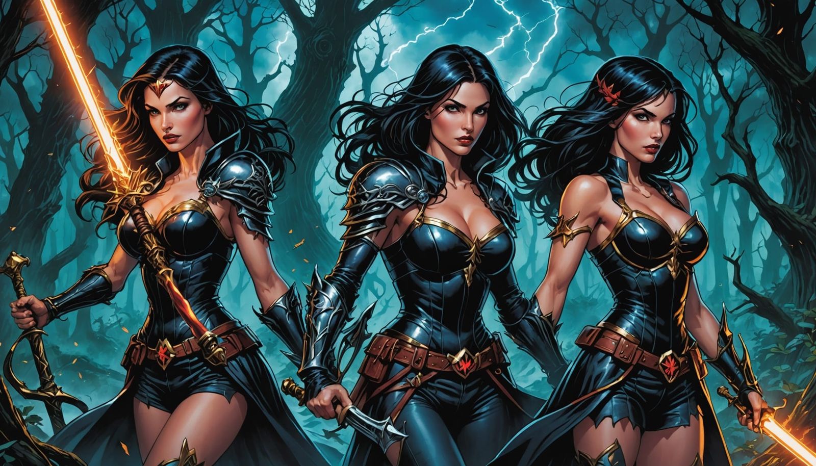 Fantasy Forest Battle: Snow White vs Grim Reaper in Neon Sty...