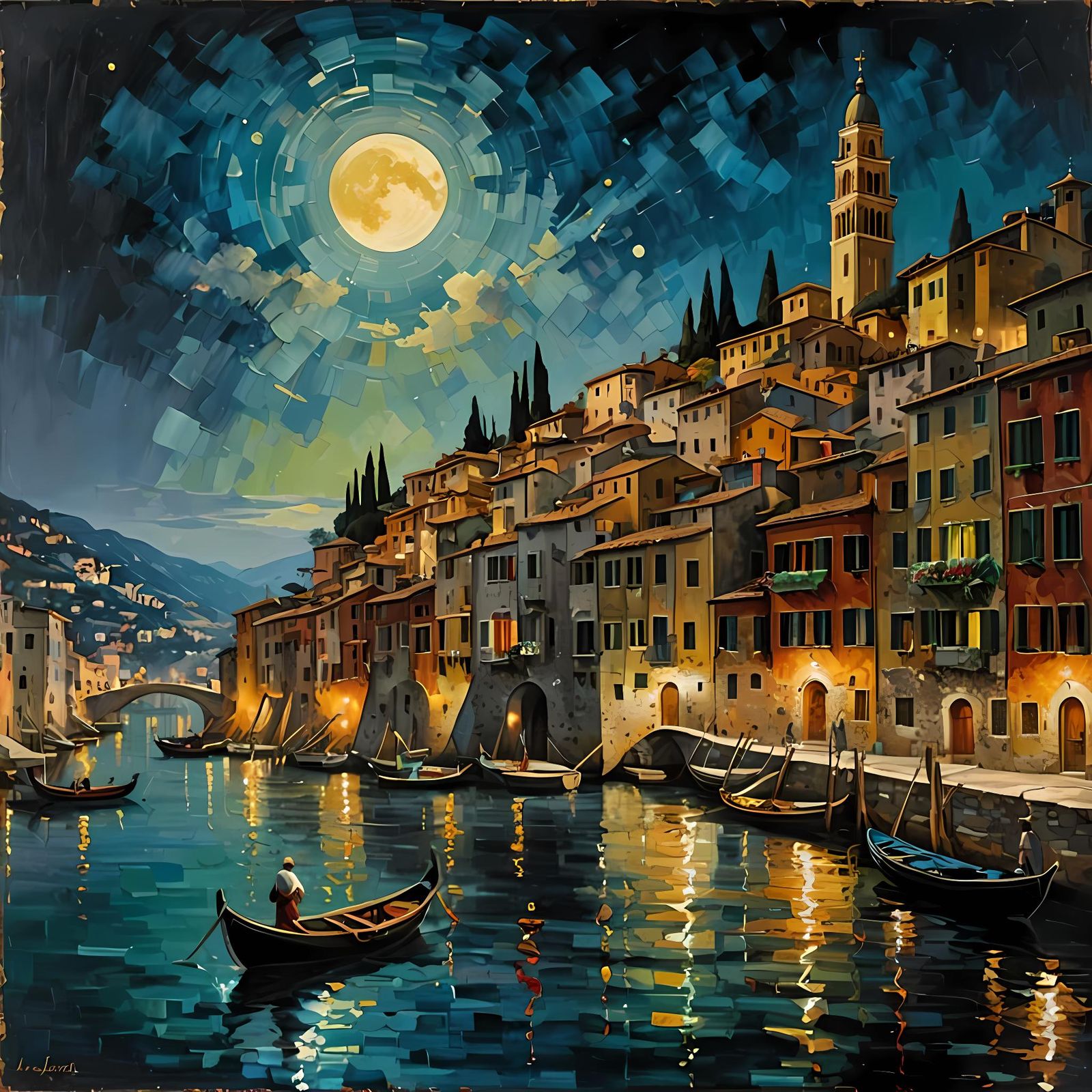 Vintage Mediterranean Coast Night Scenery ✨