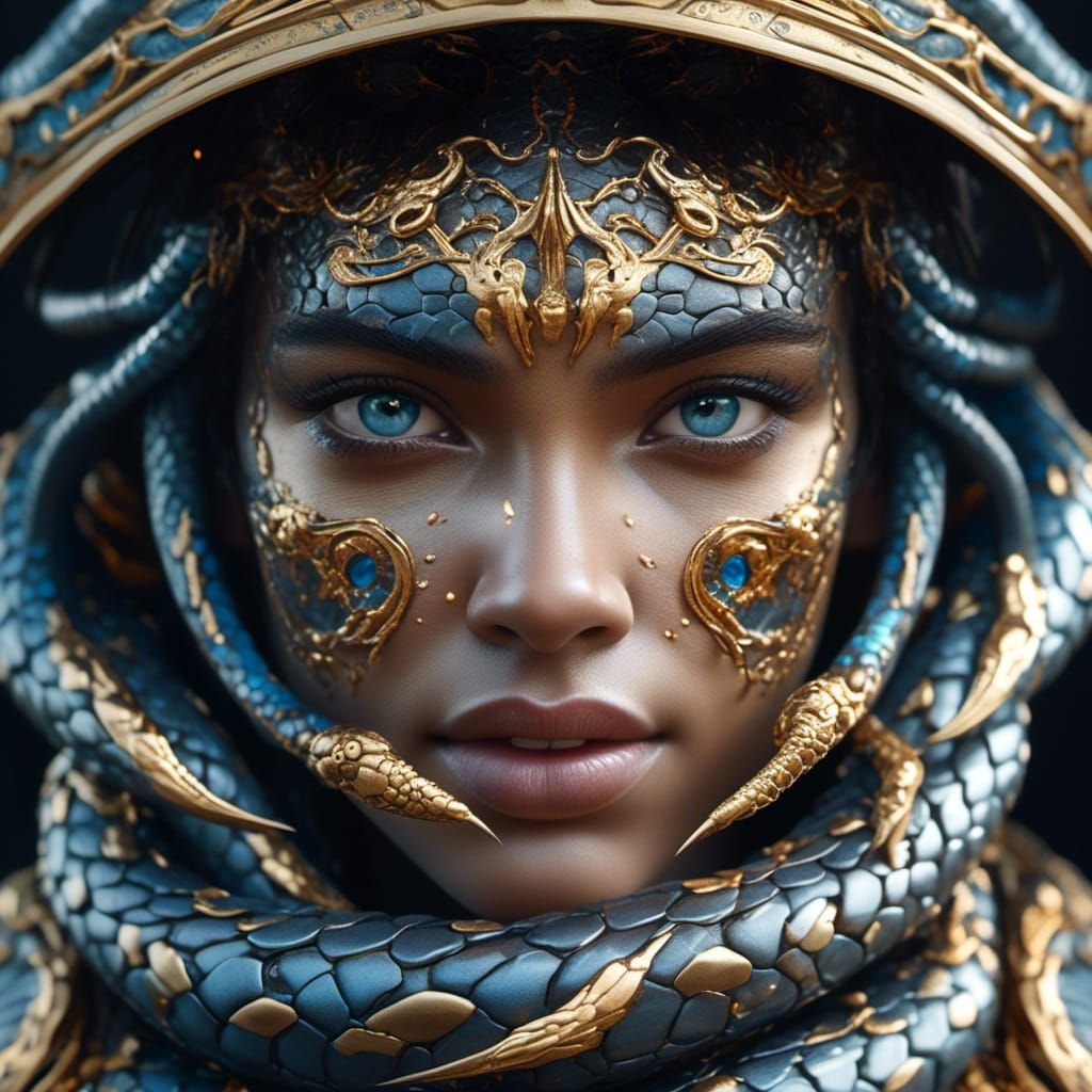 Hyperrealistic Weeping Medusa Portrait in 8k