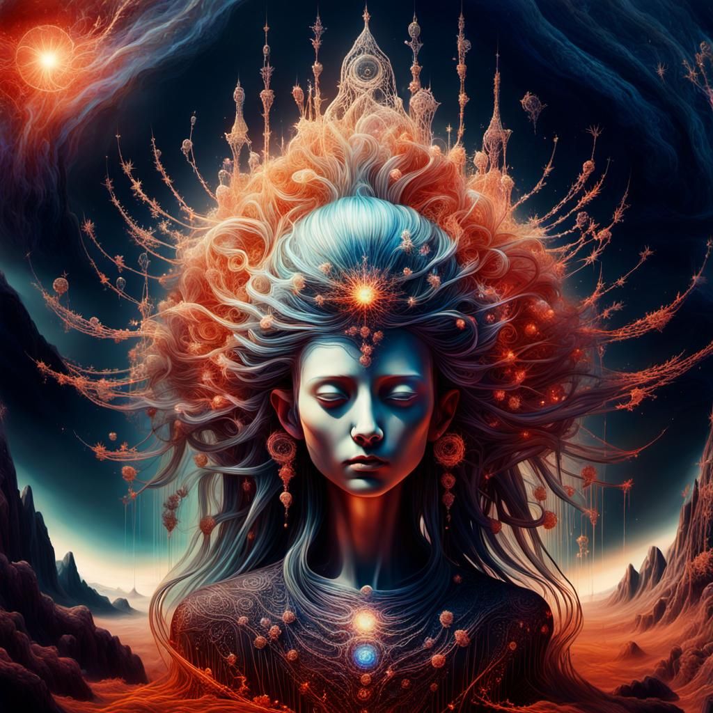 Melancholic Figure in an Ethereal Realm