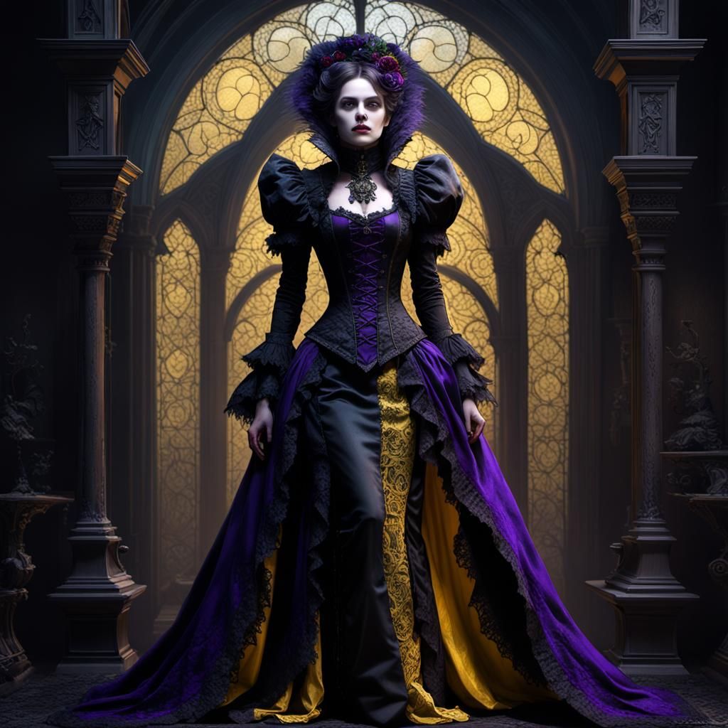 Victorian Lace Vampiress in Dark Fantasy Style