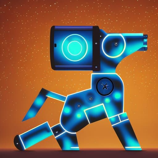 Robot Horse Gallops Through Galaxy at Night