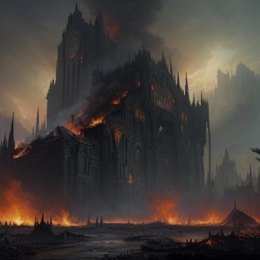 Fiery Urban Apocalypse Concept Art