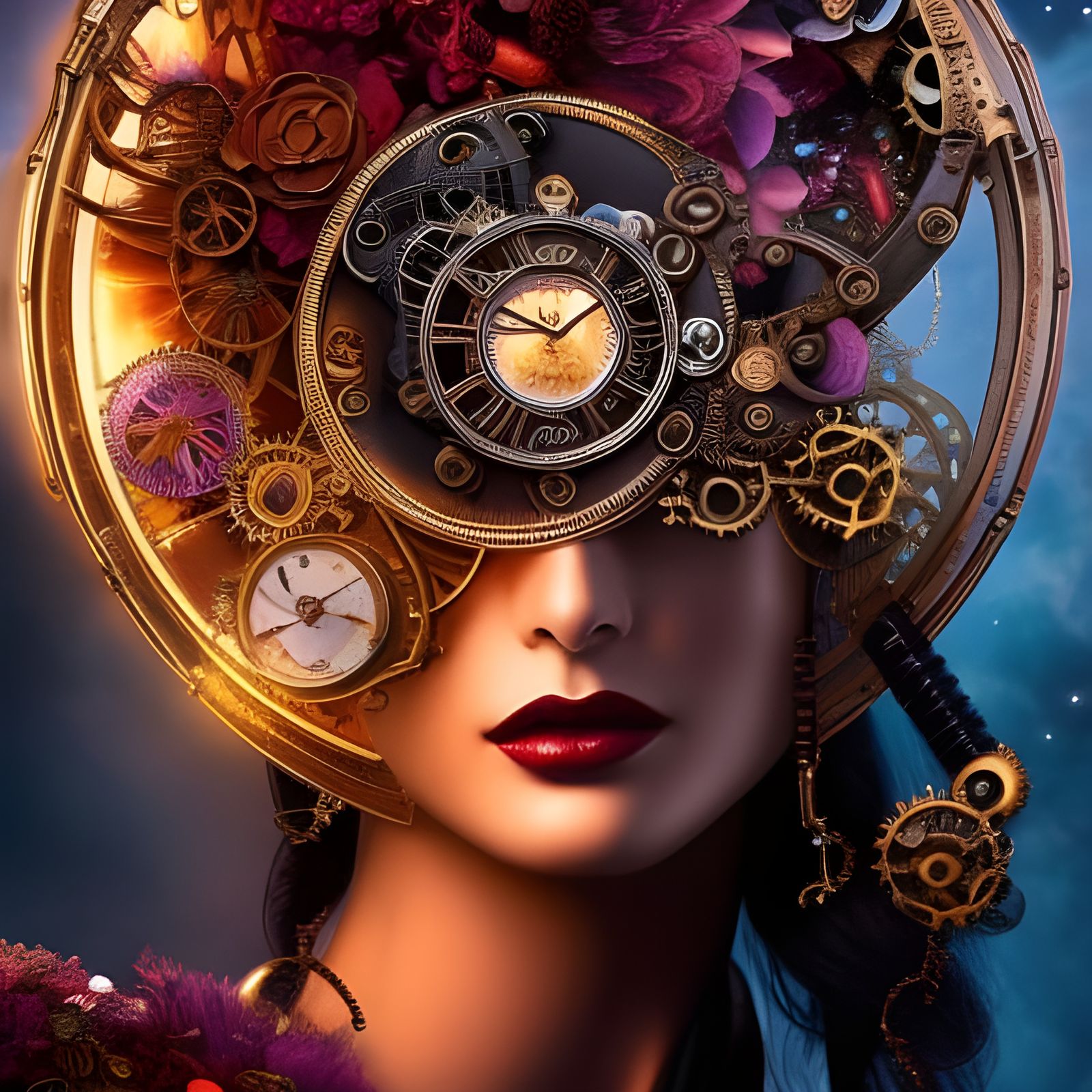 Steampunk Floral Goddess in Renaissance Setting