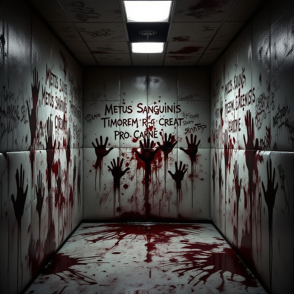 Disturbing Psychiatric Room Art in Gritty Expressionist Styl...