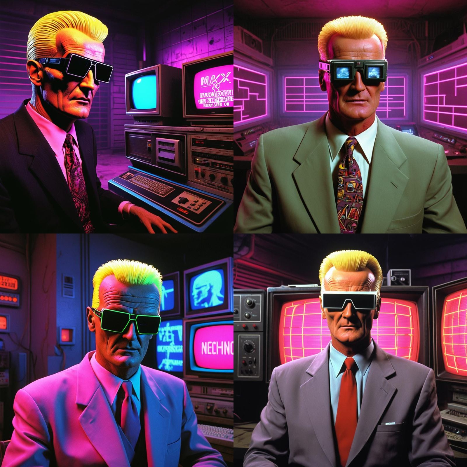 Cyberpunk Max Headroom on Network 23 TVs
