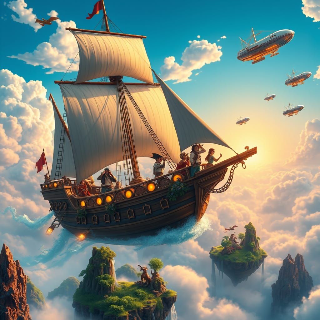 Pirate Ship Soars Through Ethereal Skies in Whimsical Cloud ...