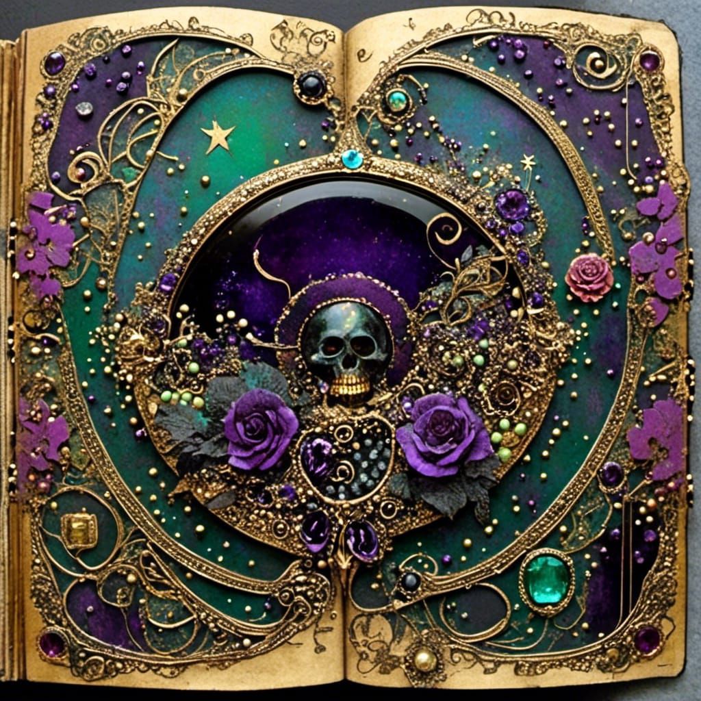 Mardi Gras Gothic Journal Page Collage