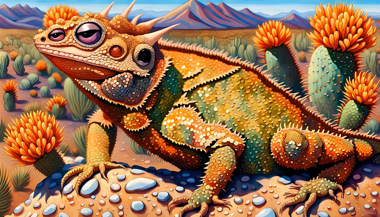 Smiling Desert Lizard with Sequin Scales