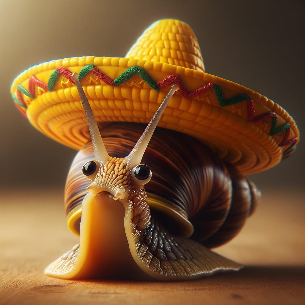 Curious Snail in Sombrero Hat