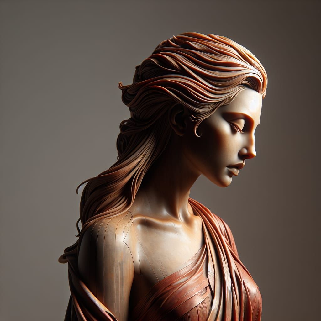 Hyperrealistic Sculpture of Woman in Earth Tones