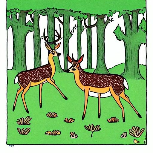 Deer in Forest by Matt Groening Style