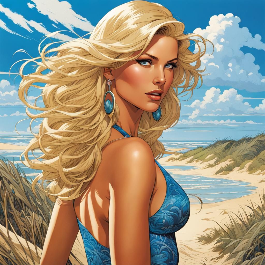 Young Women on the Beach