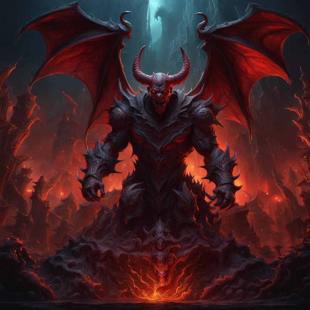 Detailed Matte Painting of a Devil in Deep Color