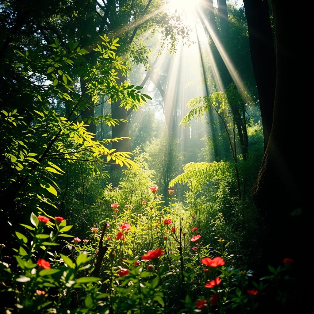 Ethereal Forest Scene in Cinematic Style