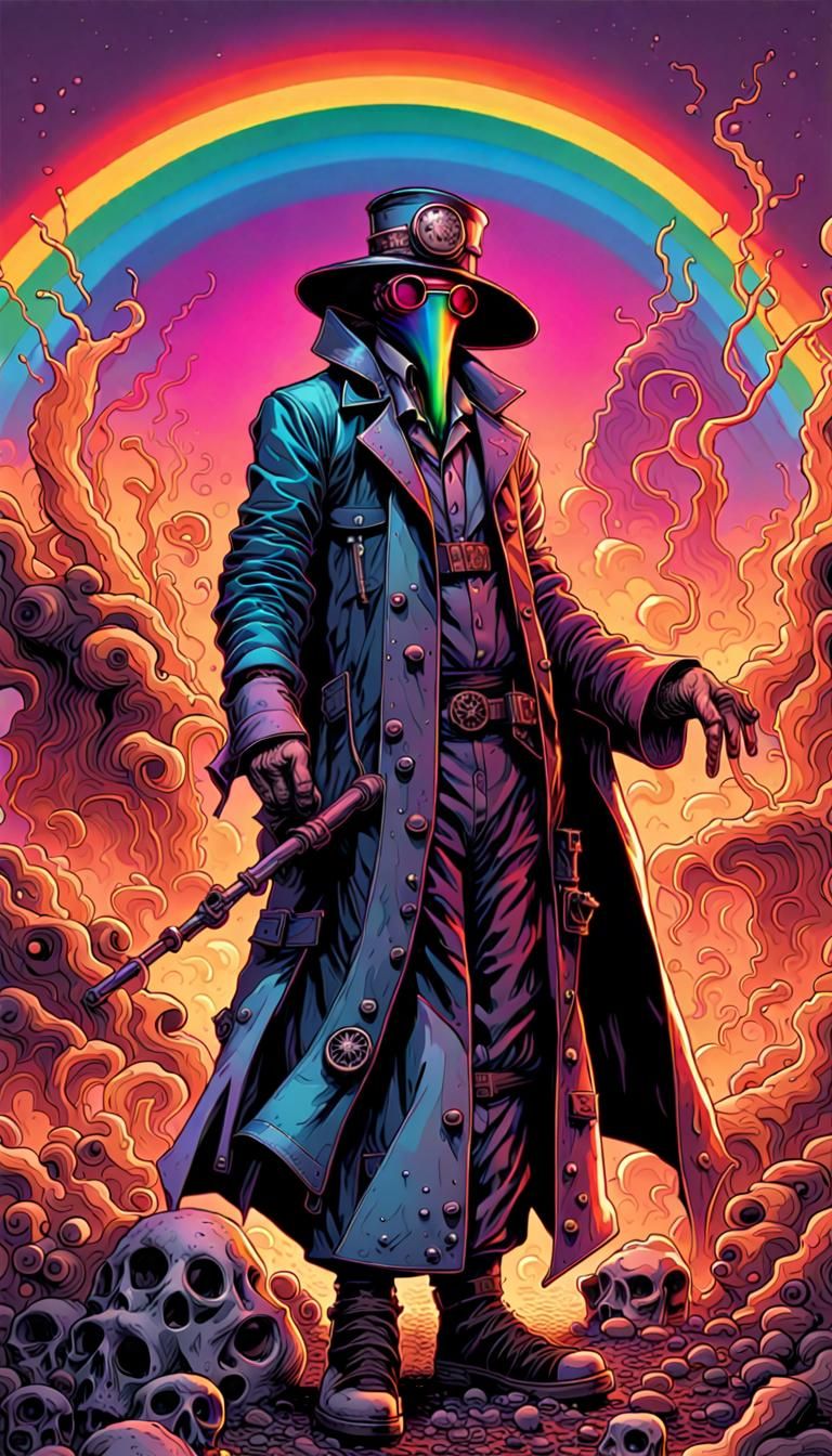 Radioactive Rainbow Plague Doctors in Wasteland