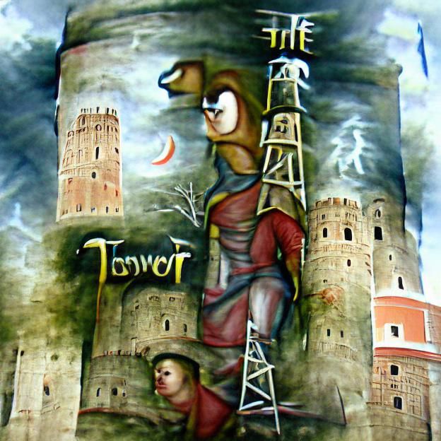 Medieval Painting of an Ancient Tower