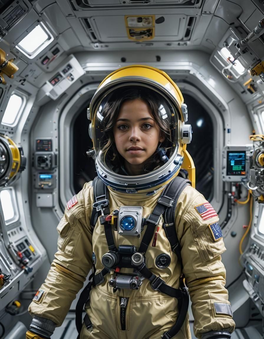 Jenna Ortega in Yellow Spacesuit Portrait