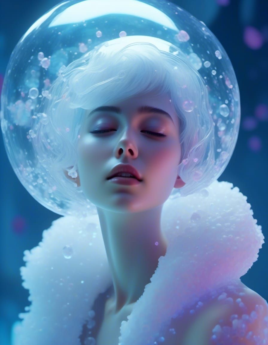 Cryo-Beauty Sleep: Futuristic Portrait in Neo-Tokyo Style