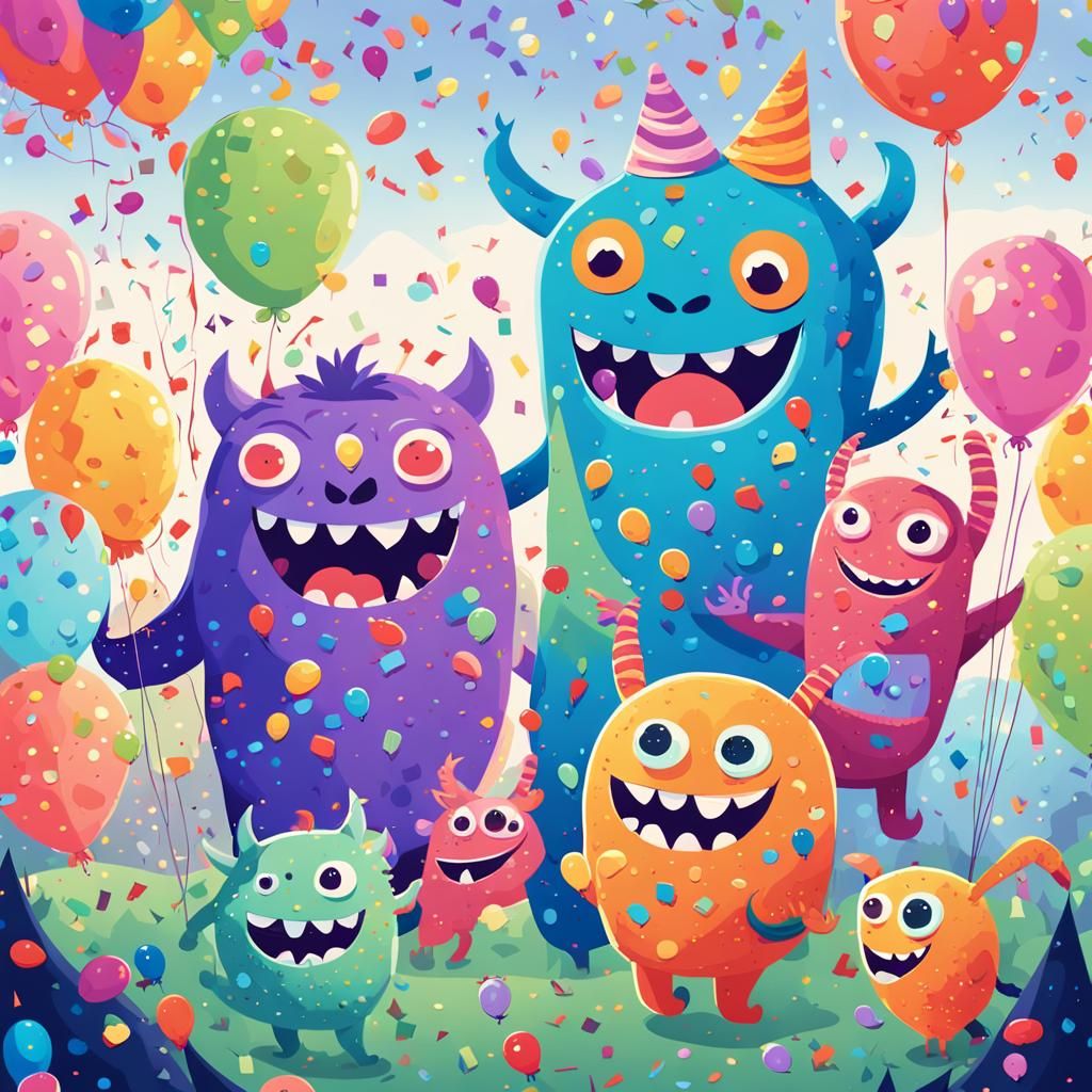 Playful Monsters' Birthday Party in Pastel Rainbow