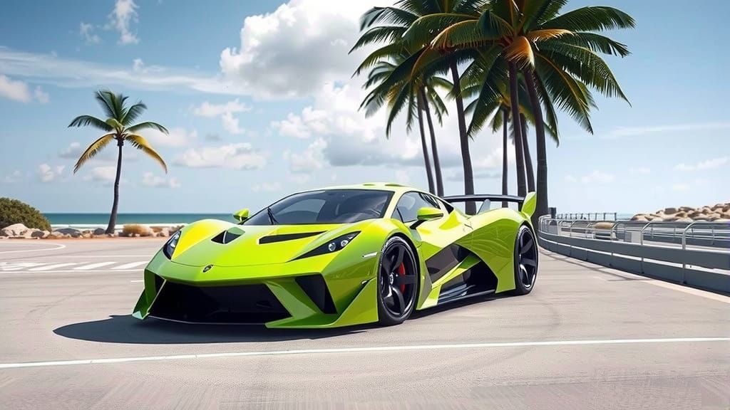 Cyberpunk Hypercar Speeds Down Mountain Road