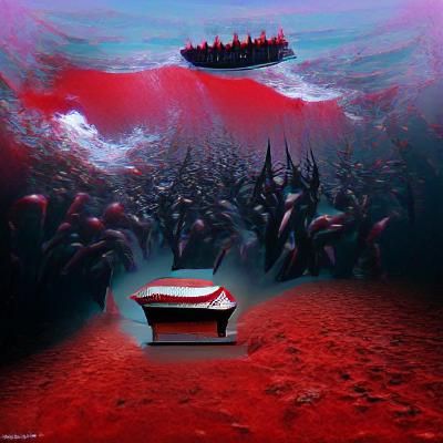 Coffin adrift on a Dark Ocean