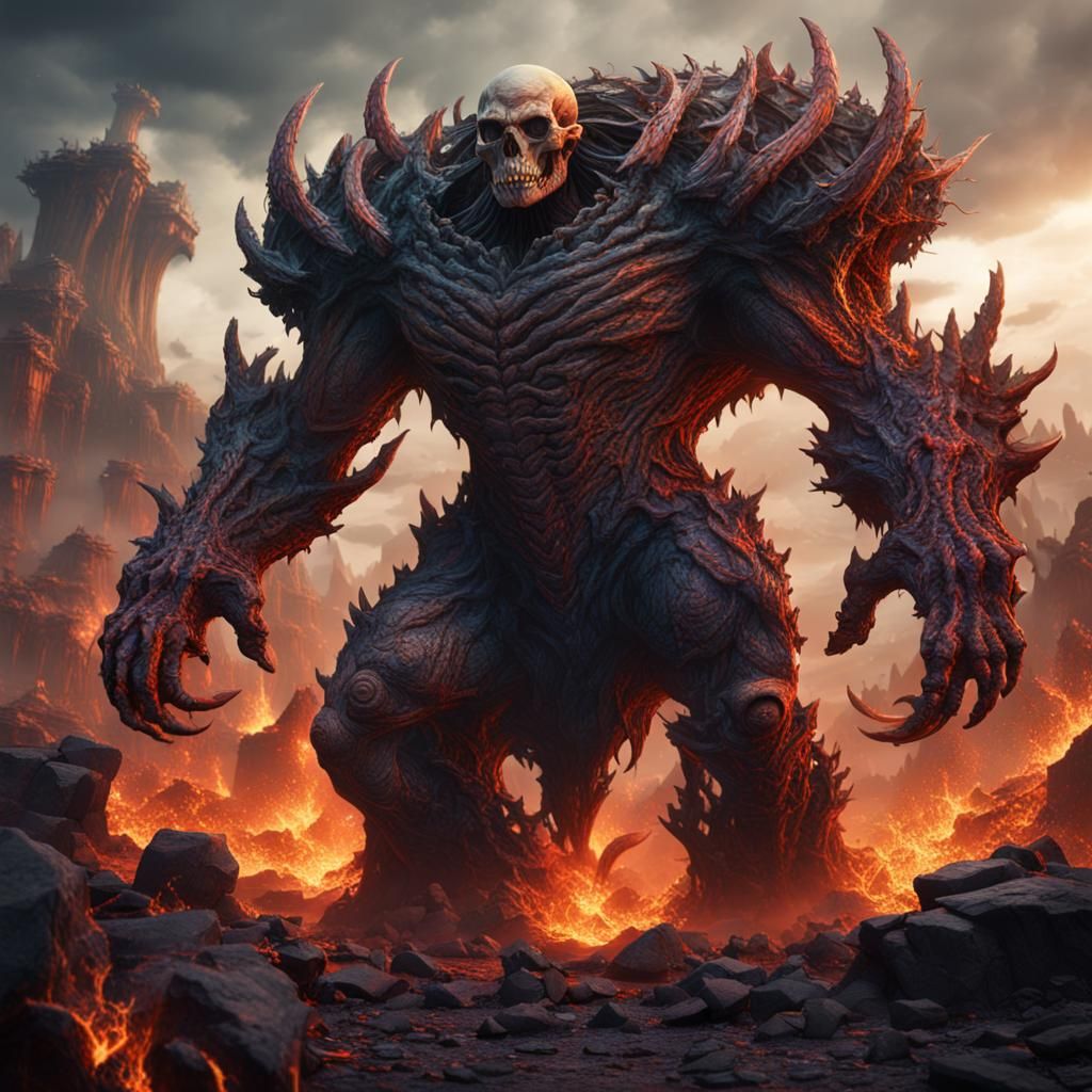 Fiery Skeletons: Detailed Matte Painting