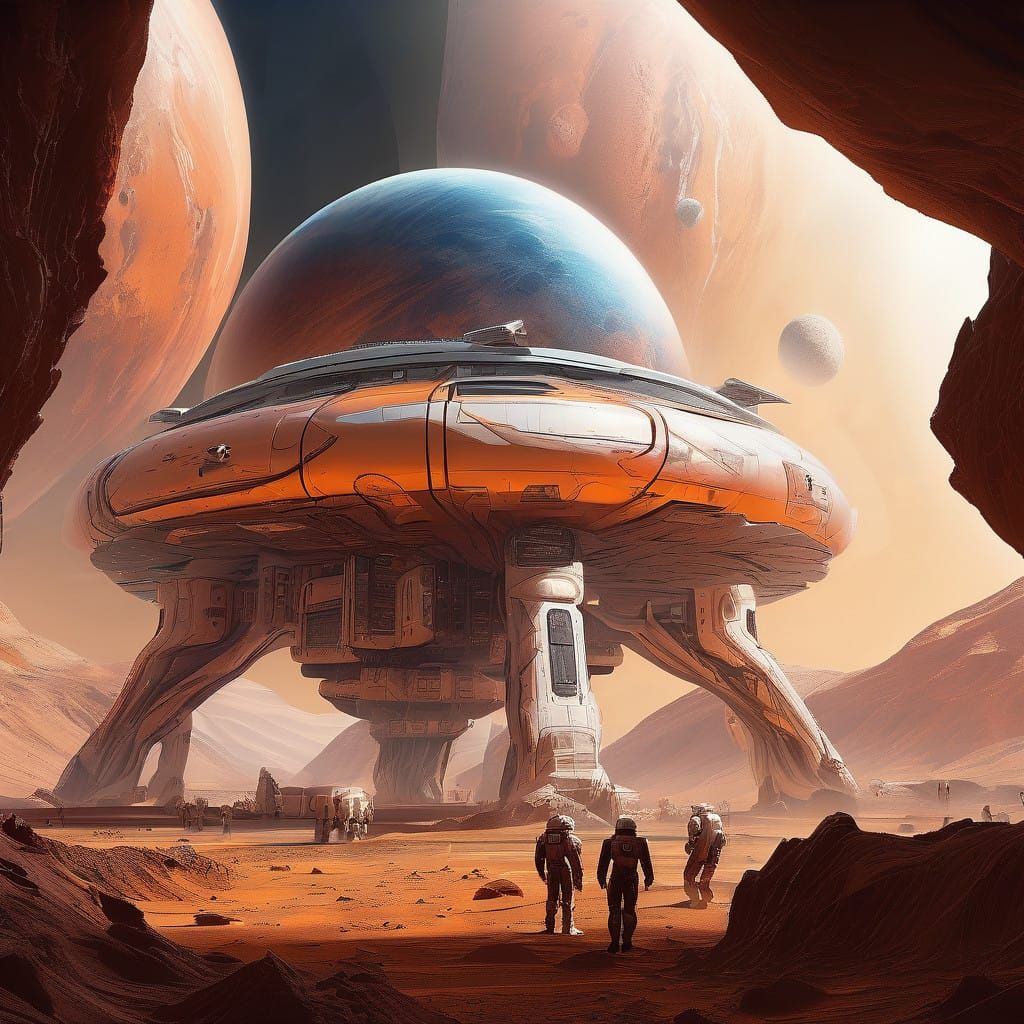 Mars Futuristic Science Fiction Metaphysical Landscape in Hy...