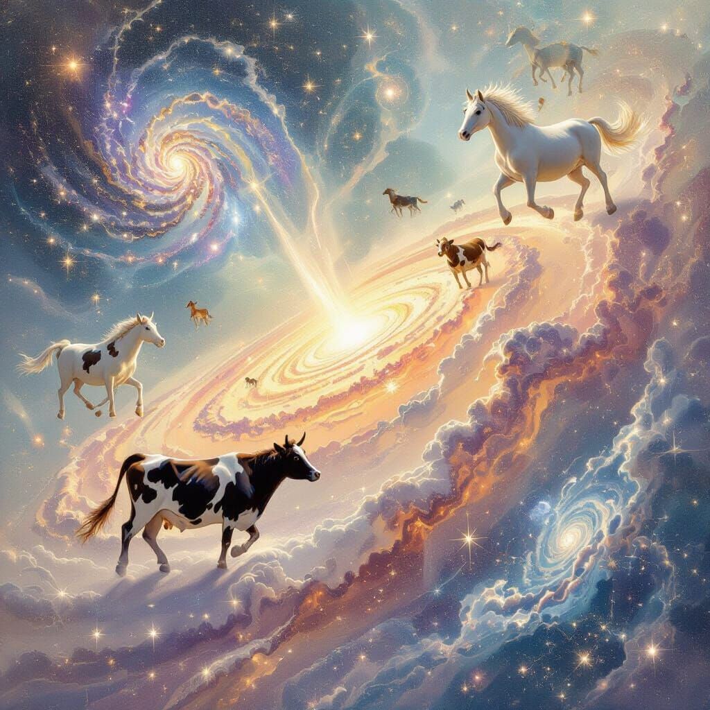 Cosmic Creation Dance With Surreal Dali Elements