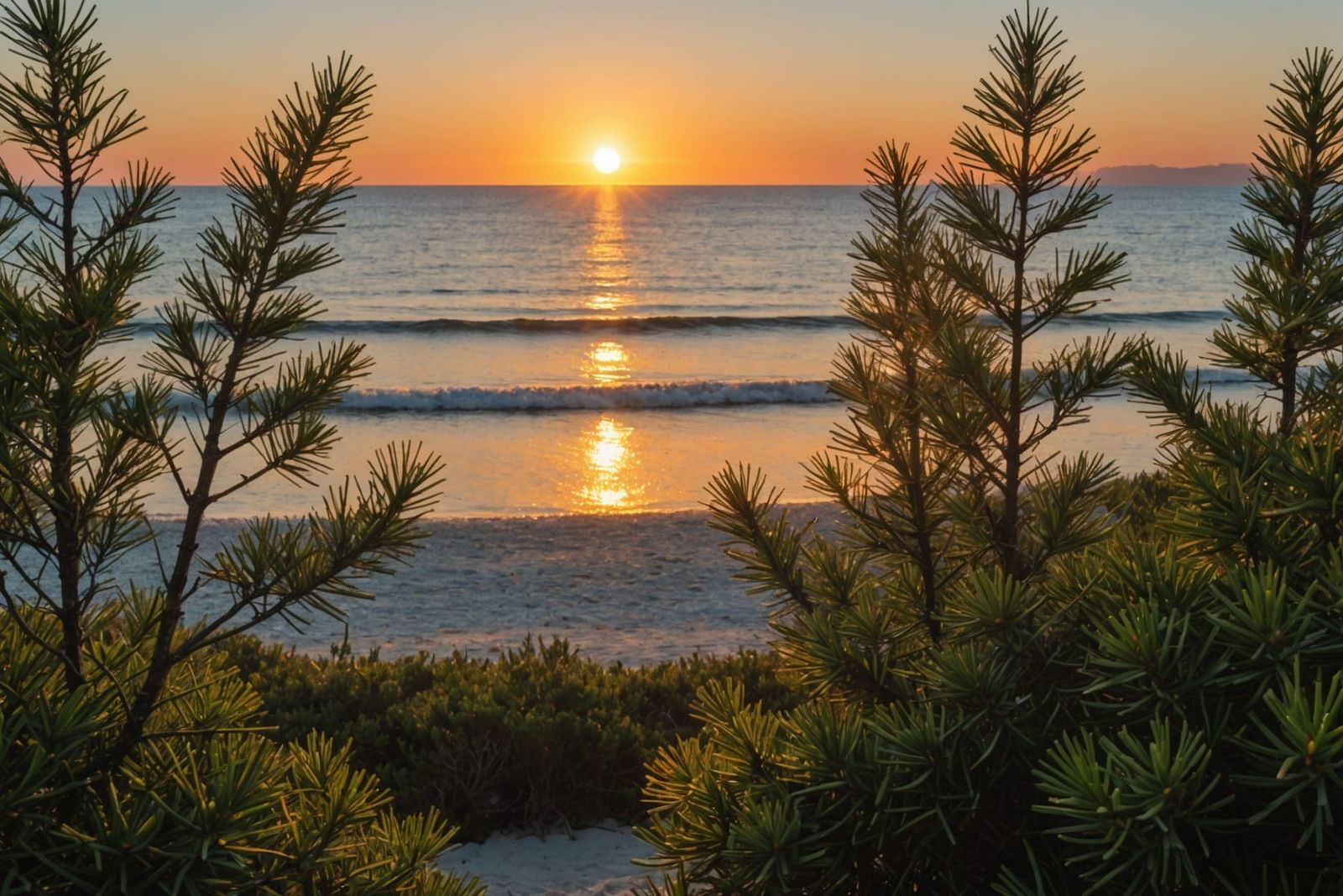 Vivid Glass Mosaic Sunset Over Beach