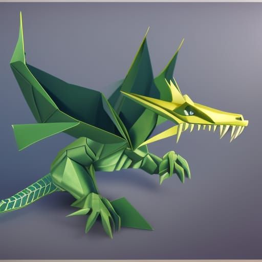 Filigree Origami Dragon in Hyperrealistic Style